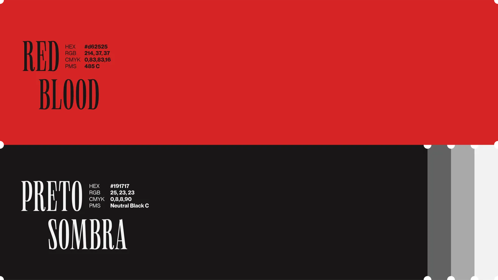 Cores da A Cúpula, vermelho Red Blood e preto Preto Sombra, com os códigos de cor