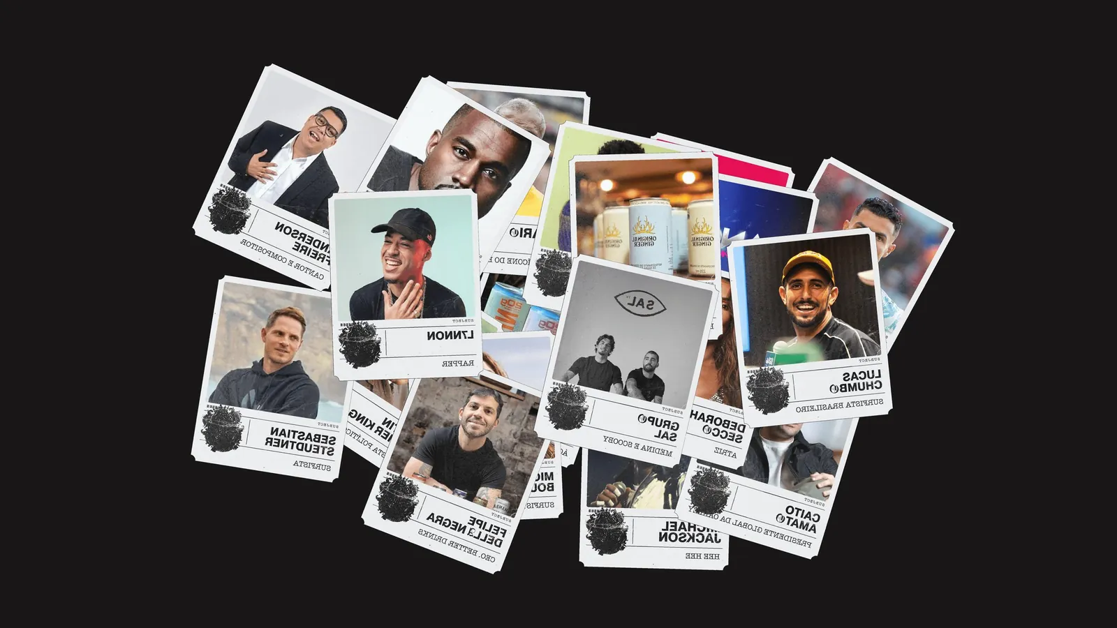 Cartões estilo polaroide com fotos de convidados da A Cúpula